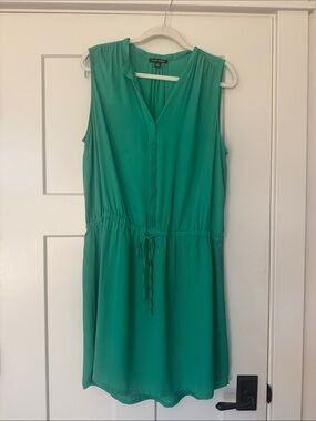 Hillary Radley  Sleeveless Green Drawstring Mini Dress